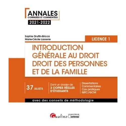 Introduction Générale Au Droit Et Droit Des Personnes Et De La Famille