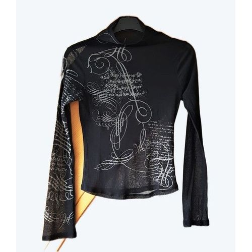 Top Kenzo Taille 8 Ans Noir Avec Motifs Polyamide