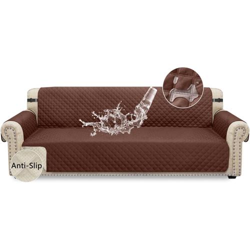 Housse De Canap¿¿ Imperm¿¿Able Surdimensionn¿¿E 4 Places, Antid¿¿Rapante, Extra Large, Avec Sangles ¿¿Lastiques, Lavable, Universelle, Pour Enfants, Animaux Domestiques (4 Places, Chocolat)