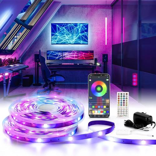 Ruban Led Bluetooth 20m, Bande Led Lumineuse 5050 Rgb Multicolore Synchroniser Avec Rythme De Musique, Fonction De Minuterie Pour D¿¿Coration S¿¿Jour Cuisine Plafond Escalier