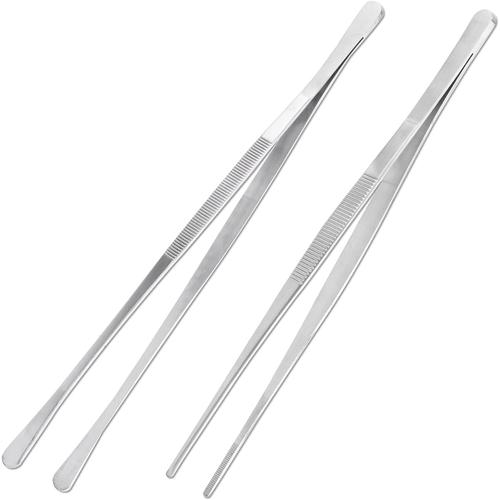 Lot De 2 Pinces Cuisine - 30,5 Cm Et 30 Cm Pince Du Chef, Pincette De Cuisine Acier Inoxydable, Pinces ¿¿ Barbecue, Pour Chefs, Gourmands, R¿¿Unions De Famille, Professionnels De Cuisine Et Plus Encore