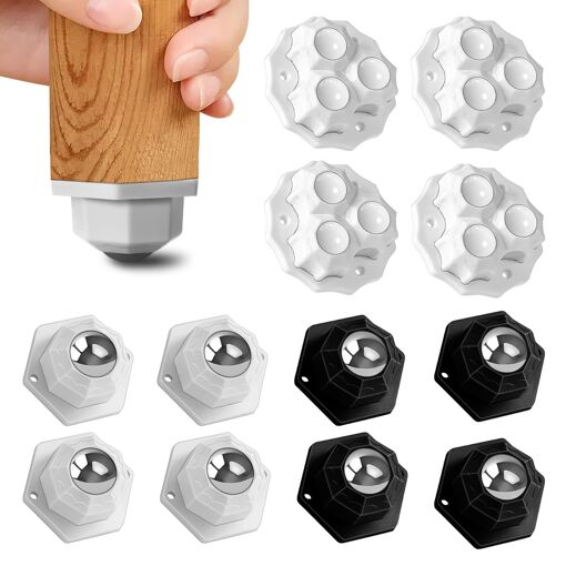 12 Pièces Roulettes pour Meuble,360° Roulette Charge Lourde Roulett...