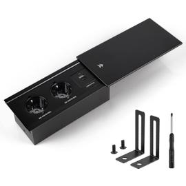 Multiprise encastrable noire 230 V, USB et USB-C