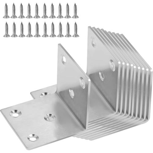 10pcs ¿¿querre d'assemblage,¿¿querre de Coin en Acier Inox avec Vis 50 * 50mm ¿¿querre de Fixation 90 Degr¿¿s ¿¿ Angle Droit Equerre Metal Equerre Menuisier Equerre Etagere Corniere Perforee