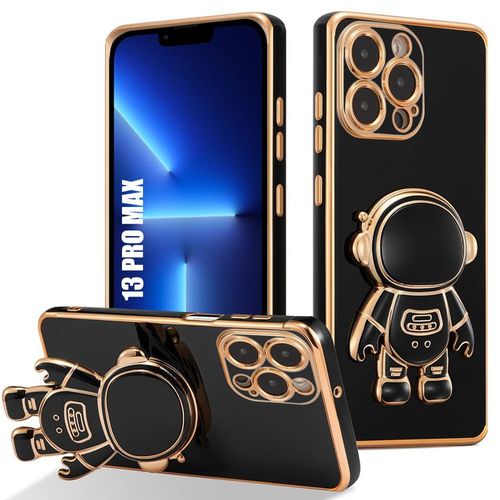 Coque Silicone Pour Iphone 13 Pro Max, Antichoc Anti-Rayures Ultra Slim Avec Support Astronaute Mignon - Noir - E.F.Connection