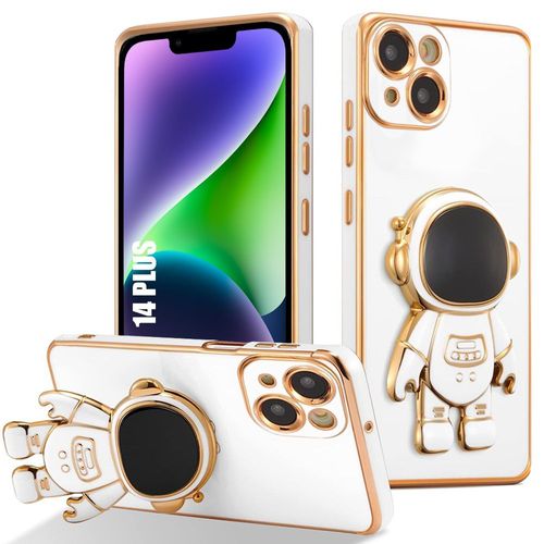 Coque Pour Iphone 14 Plus, Protection Anti-Rayures Tpu Souple Avec Support Ajustable Astronaute - Blanc - E.F.Connection