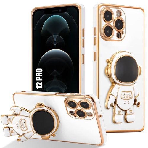 Coque Pour Iphone 12 Pro, Protection Silicone Blanc Anti-Rayures Avec Support Motif Space Man - E.F.Connection