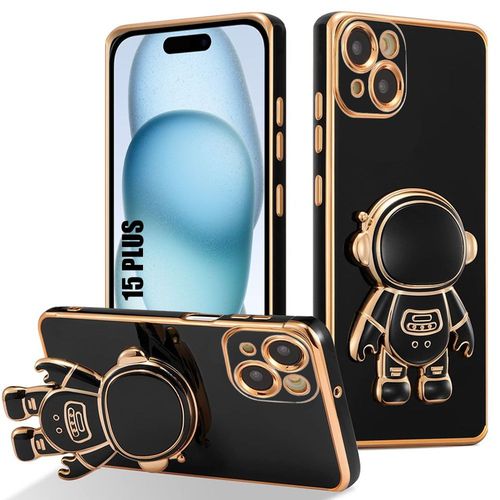 Coque Pour Iphone 15 Plus, Protection Silicone Antichoc Avec Support Motif Space Man - Noir - E.F.Connection