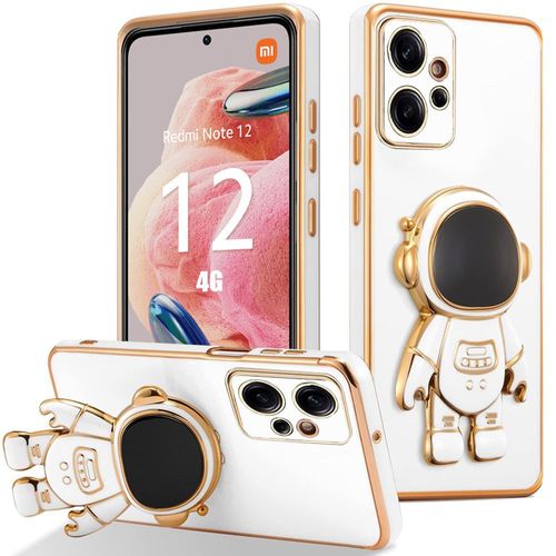 Coque Silicone Pour Xiaomi Redmi Note 12 4g, Protection Tpu Souple Antichoc Avec Support Space Man Blanc - E.F.Connection