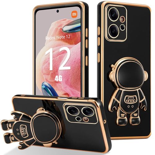 Coque Pour Xiaomi Redmi Note 12 4g, Protection Silicone Souple Antichoc Avec Support Motif Astronaute - Noir - E.F.Connection