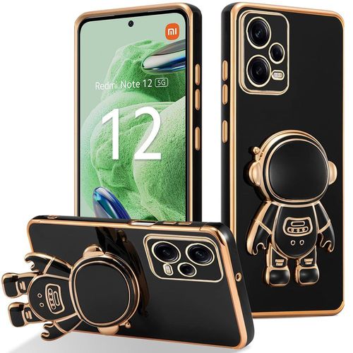Coque Pour Xiaomi Redmi Note 12 5g - Protection Silicone Souple Avec Support Réglable Astronaute - Noir - E.F.Connection