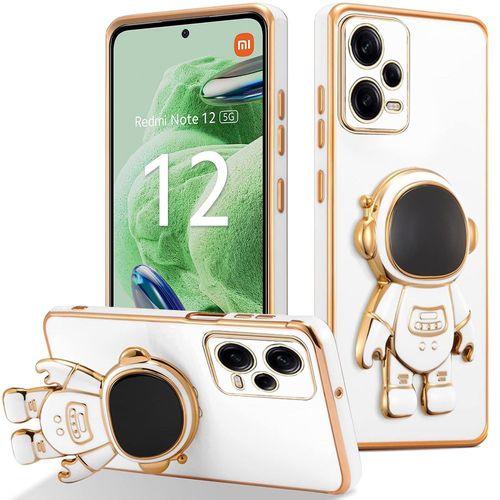 Coque Silicone Pour Xiaomi Redmi Note 12 5g - Protection Antichoc Avec Support 3d Astronaute Mignon - Blanc - E.F.Connection