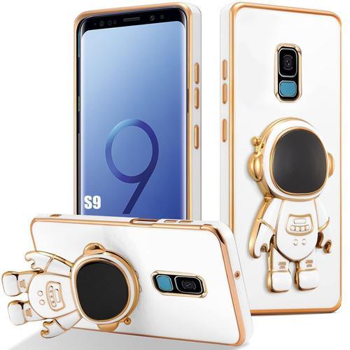 Coque Silicone Pour Samsung Galaxy S9 Anti-Rayures Avec Support Réglable 3d Astronaute - Blanc - E.F.Connection