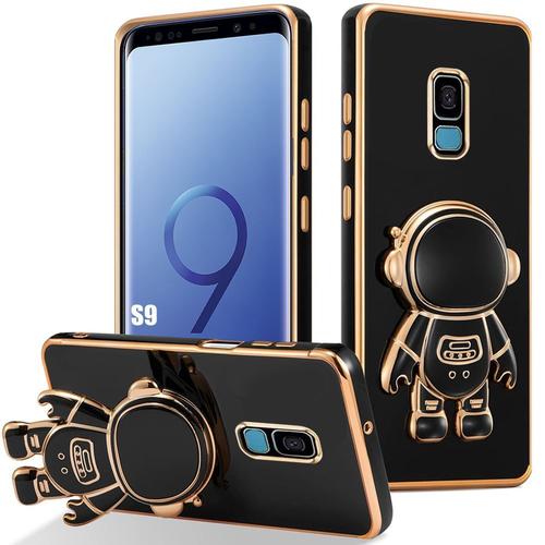 Coque Pour Samsung Galaxy S9, Protection Antichoc Tpu Souple Avec Support En Motif Astronaute - Noir - E.F.Connection