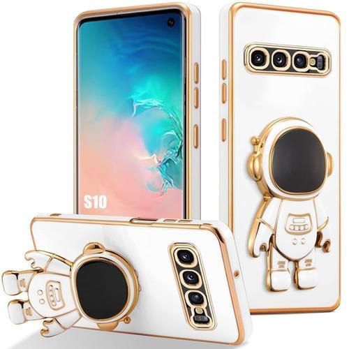 Coque Pour Samsung Galaxy S10, Protection Tpu Antichoc Avec Support Réglable Motif Astronaute - Blanc - E.F.Connection