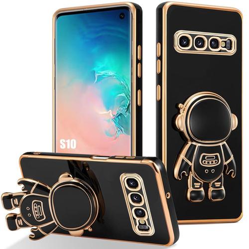 Coque Pour Samsung Galaxy S10, Protection Silicone Antichoc Avec Support Motif Space Man - Noir - E.F.Connection