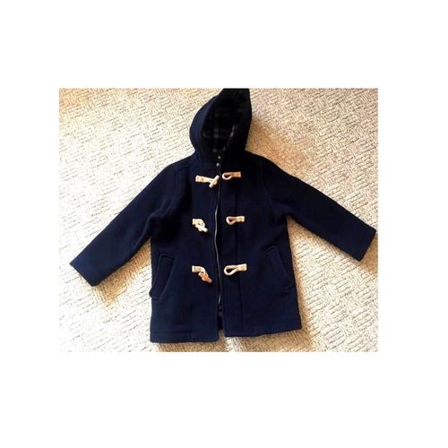 Manteau Petit Enfant Style Duffle Coat Neuf Brandebourg Laine Noire Doublure Ecossaisecapuche Casual Wear Kids Tissu Très Épais Étoffe Cardée Best Quality Product Design L C G
