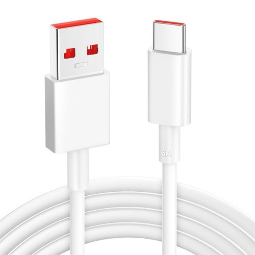 Câble USB-C Charge Rapide 6A pour Xiaomi Redmi Note 11/11S Note 11 Pro - 1 Mètre Blanc - BOOLING