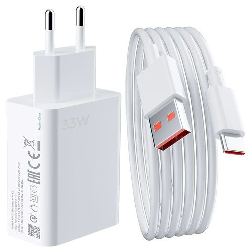 Chargeur Rapide 33w + Câble 6a Usb-C 1m Pour Xiaomi 12t, 12t Pro, Xiaomi 12, 12x, 12 Pro, 12 Lite - Booling