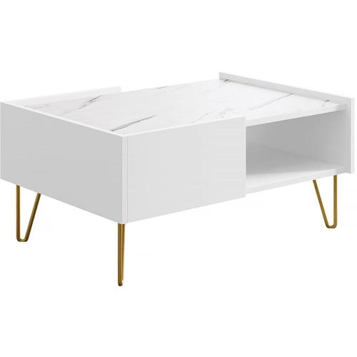 Table Basse "Narine L97" - 97 X 45 X 65 Cm - Blanc