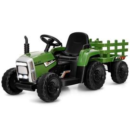 Tracteur Electrique 12 V pour Enfants 3-5 km/h Télécommande MP3 USB  Vert/Jaune