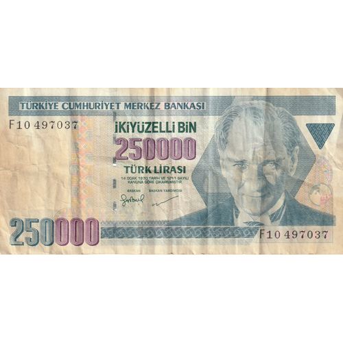Billet De 250000 Livres, Turquie, 1970