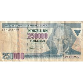 Billet De 250000 Livres, Turquie, 1970