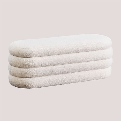 Banc Avec Rangement En Chenille Juston Blanc