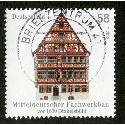 Timbre Oblitéré Deutschland, Mitteldeutscher Fachwerkbau, Vor 1600 Dinkelsbühl, 2012, 58