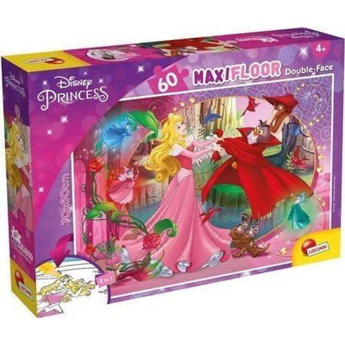 Lisciani Maxi Puzzle Pour Enfants A Partir De 4 Ans 60 Pi Ces 2 En 1 Double Face Recto Verso Avec Le Dos Colorier - Disney La Belle Au Bois Dormant Aurora - 91768