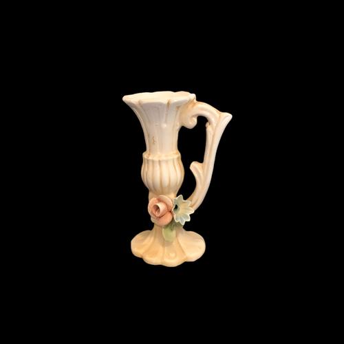 Vase soliflore 12,5cm en céramique floral rose fleur déco vintage ancien