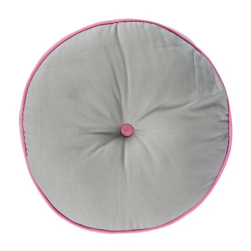 Coussin De Sol Rond Gris Et Rose Ø 43 Cm