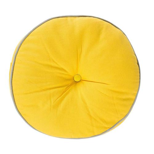 Coussin De Sol Rond Jaune Et Gris Ø 43 Cm