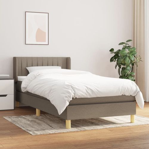 Vidaxl Lit À Sommier Tapissier Avec Matelas Taupe 80x200 Cm Tissu