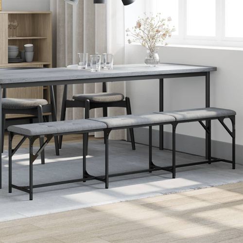 Vidaxl Banc À Manger Gris Clair 186x32x45 Cm Acier Et Tissu