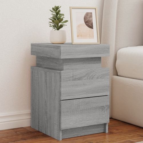 Vidaxl Tables De Chevet Avec Lumières Led 2 Pcs Sonoma Gris 35x39x55cm