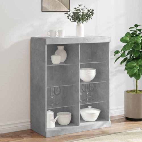 Vidaxl Buffet Avec Lumières Led Gris Béton 81x37x100 Cm