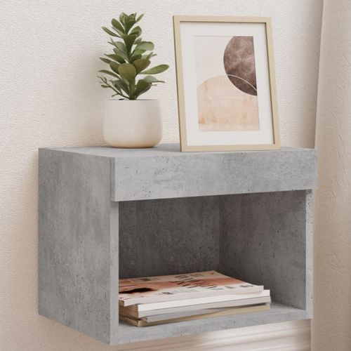 Vidaxl Table De Chevet Murale Avec Lumières Led Gris Béton