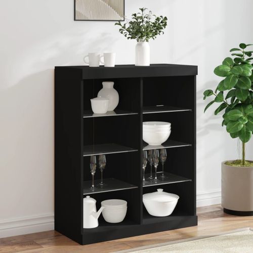 Vidaxl Buffet Avec Lumières Led Noir 81x37x100 Cm
