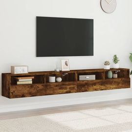 Vidaxl Meubles Tv Muraux 2pcs Chêne Fumé 100x30x30cm Bois D'ingénierie