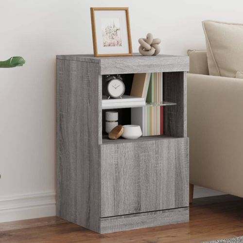 Vidaxl Buffet Avec Lumières Led Sonoma Gris 41x37x67 Cm