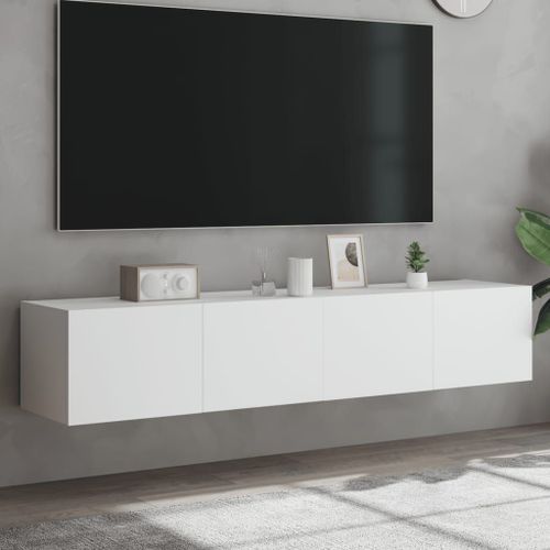 Vidaxl Meubles Tv Muraux Avec Lumières Led 2 Pcs Blanc 80x35x31 Cm