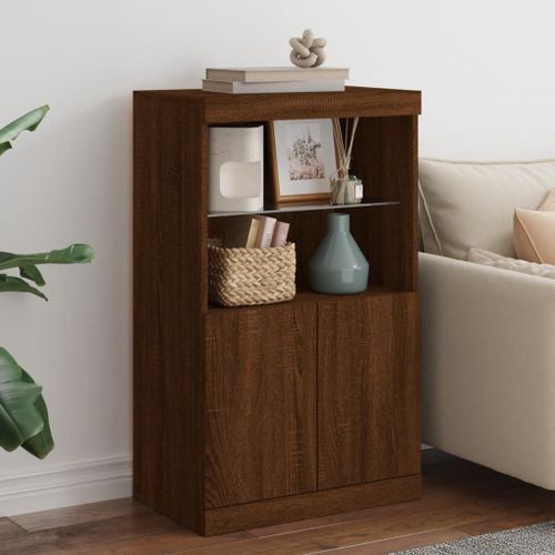 Vidaxl Buffet Avec Lumières Led Chêne Marron 60,5x37x100 Cm