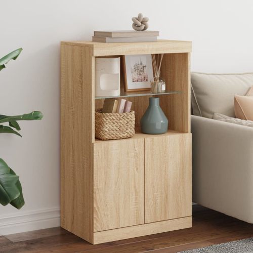 Vidaxl Buffet Avec Lumières Led Chêne Sonoma 60,5x37x100 Cm