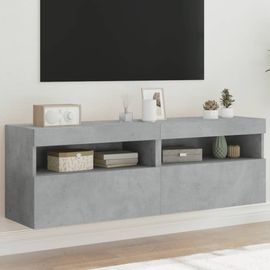 Vidaxl Meubles Tv Muraux Et Lumières Led 2pcs Gris Béton 60x30x40 Cm