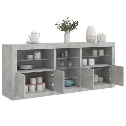 Vidaxl Buffet Avec Lumières Led Gris Béton 162x37x67 Cm