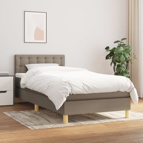 Vidaxl Lit À Sommier Tapissier Avec Matelas Taupe 80x200 Cm Tissu