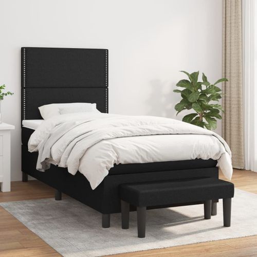Vidaxl Lit À Sommier Tapissier Avec Matelas Noir 90x190 Cm Tissu
