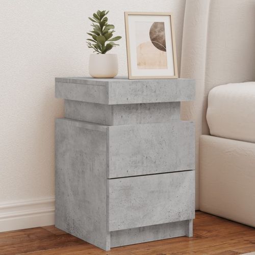 Vidaxl Tables De Chevet Avec Lumières Led 2 Pcs Gris Béton 35x39x55 Cm