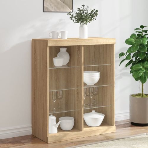 Vidaxl Buffet Avec Lumières Led Chêne Sonoma 81x37x100 Cm